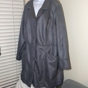 D & co. Denim & Company Grey Suede-like Coat Size 2X
